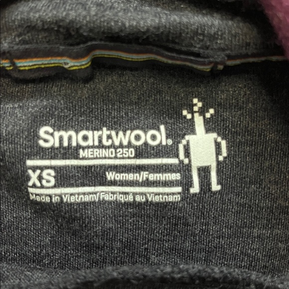 Smartwool Women’s Merino Wool Grey/Purple Pullover Hoodie Size XS - Picture 7 of 7